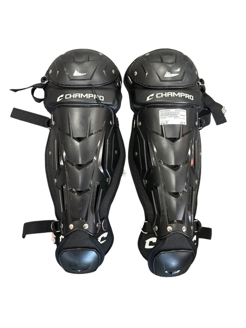 Vist Large View of Product Image Which is Used Champro SHIN GUARDS Catchers Leg Guards Black Junior