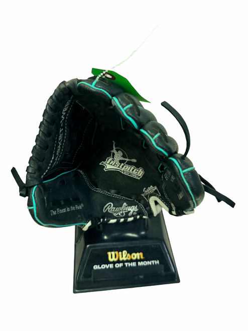 Vist Large View of Product Image Which is Used Rawlings FAST PITCH FP110MT RH Throw Leather Palm Fastpitch Softball Glove Black 11"