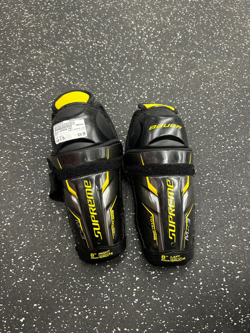 Vist Large View of Product Image Which is Used Bauer SUPREME MX3 Junior Shin Guards Black 8"