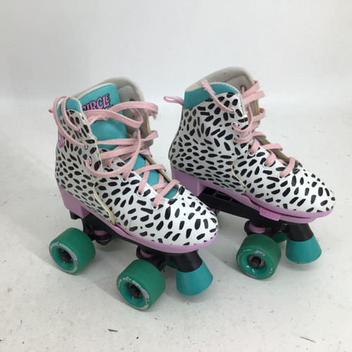 Vist Large View of Product Image Which is Used CIRCLE SOCIETY ADJ 12-3 QUAD SKATE Junior Roller Quad Skates White Adjustable