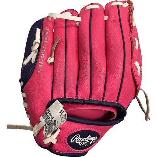 Vist Large View of Product Image Which is Used Rawlings PL91PP BB/SB Glove RH Throw Pink 9"