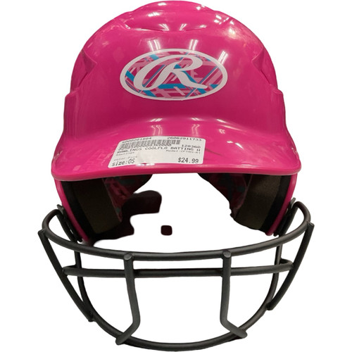 Vist Large View of Product Image Which is Used Rawlings CFTBH-R1 Batting Helmet w/Mask Pink One Size