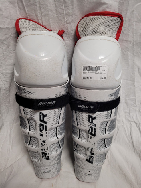 Vist Large View of Product Image Which is Used Bauer CHALLENGER Senior Shin Guards White 13"