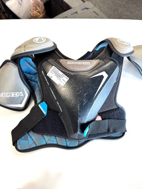 Vist Large View of Product Image Which is Used Maverik CHARGER EKG Lacrosse Shoulder Pads Black MD