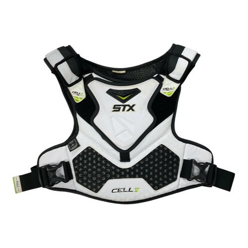 Vist Large View of Product Image Which is Used STX CELL V SP Lacrosse Shoulder Pads White MD
