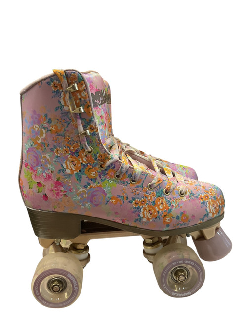 Vist Large View of Product Image Which is Used Impala ROLLERSKATE FLOWER SZ 6 WMNS Senior Roller Quad Skates Pink Senior 6