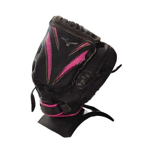 Vist Large View of Product Image Which is Used Mizuno FINCH RH Throw Fastpitch Gloves Black 11"