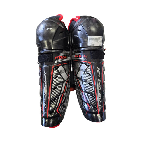 Vist Large View of Product Image Which is Used CCM JETSPEED EDGE SHINS 12 Intermediate Shin Guards Black 12"