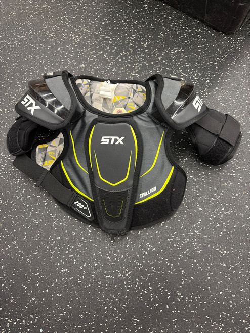 Vist Large View of Product Image Which is Used STX STALLION 200+ Lacrosse Shoulder Pads Black MD