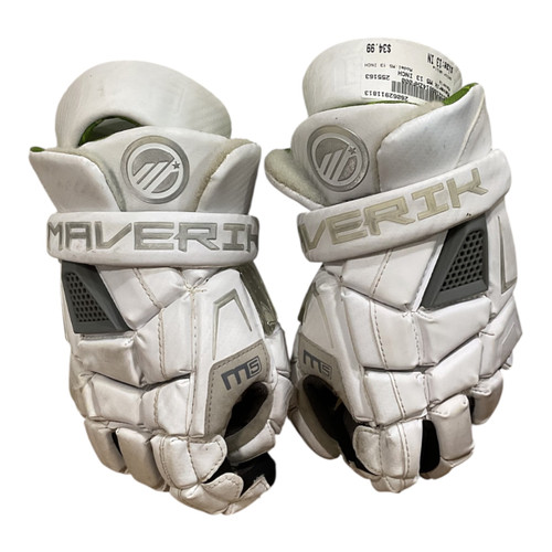 Vist Large View of Product Image Which is Used Maverik M5 13 INCH Lacrosse Gloves Mens White 13"