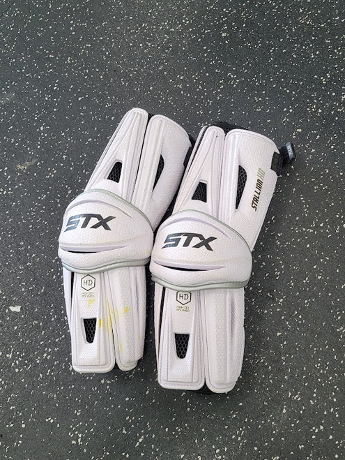 Vist Large View of Product Image Which is Used STX STALLION HD Lacrosse Arm Pads/Guards White LG