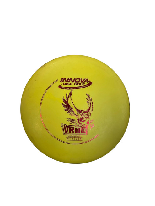 Vist Large View of Product Image Which is Used Innova DX VROC Disc Golf Mid Range Yellow 178g