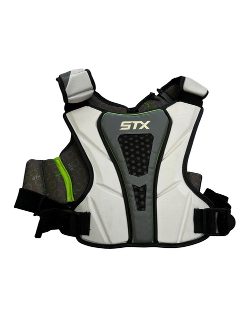 Vist Large View of Product Image Which is Used STX CELL 3 Lacrosse Shoulder Pads White SM