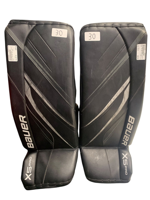 Vist Large View of Product Image Which is Used Bauer Vapor X5 PRO Goalie Leg Pads Junior Black 30+1”