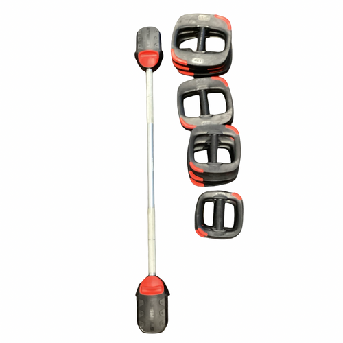 Vist Large View of Product Image Which is Used LES MILLS BARBELL SET W WEIGHTS Home Gym w/Plates Black