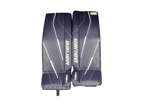 Vist Large View of Product Image Which is Used Bauer GSX Goalie Leg Pads Junior Navy Blue 28"