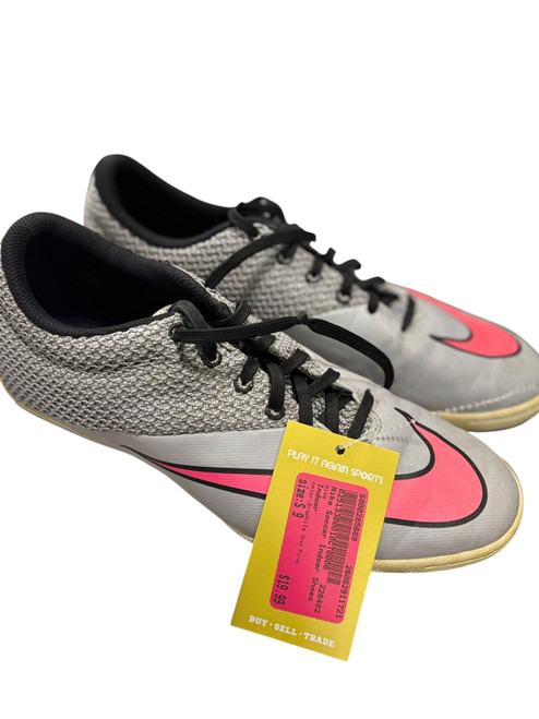 Vist Large View of Product Image Which is Used Nike Soccer Indoor Shoes Graphite And Pink Senior 9