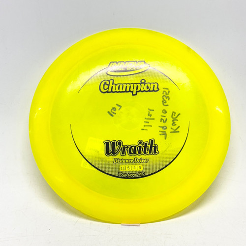 Vist Large View of Product Image Which is Used Innova CHAMPION WRAITH Disc Golf Driver Yellow 167g