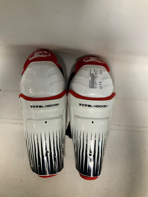 Vist Large View of Product Image Which is Used USA Hockey TOTAL HOCKEY Youth Shin Guards White 9"