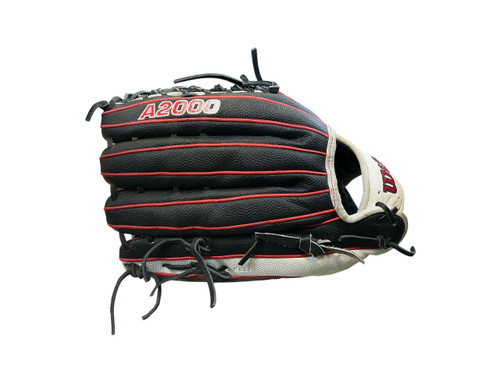 Vist Large View of Product Image Which is Used Wilson A2000 BB/SB Glove RH Throw Black And Red 12 3/4"