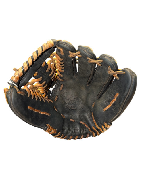Vist Large View of Product Image Which is Used Miken SUPERSOFT BB/SB Glove RH Throw Black 13"