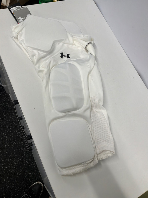 Vist Large View of Product Image Which is Used Under Armour Youth FB Integrated Pants White SM