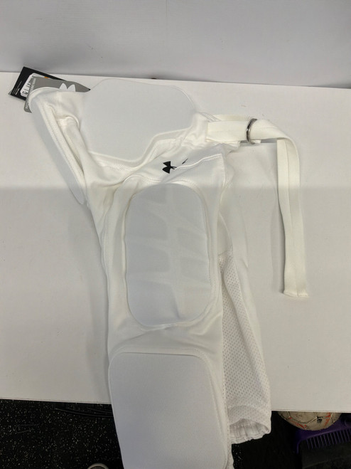 Vist Large View of Product Image Which is Used Under Armour Youth FB Integrated Pants White SM