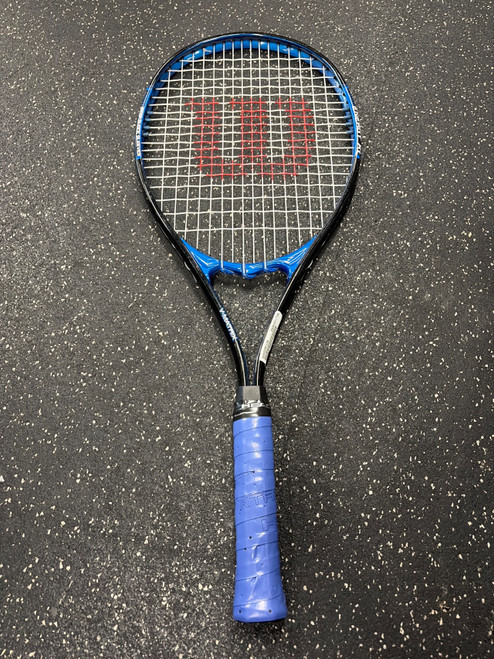 Vist Large View of Product Image Which is Used Wilson V-MATRIX Adult Tennis Racquet Black 3 3/8"