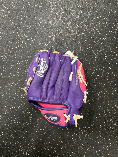 Vist Large View of Product Image Which is Used Rawlings HFP10PPUR BB/SB Glove RH Throw Purple 10"