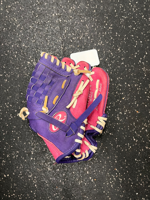 Vist Large View of Product Image Which is Used Rawlings HFP10PPUR BB/SB Glove LH Throw Purple 10"
