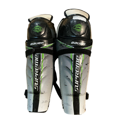 Vist Large View of Product Image Which is Used Bauer SUPREME PRO SHIN Senior Shin Guards Black 14"