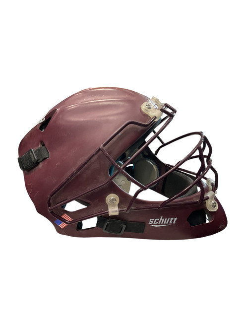 Vist Large View of Product Image Which is Used Schutt YTH CATCHER HELMET Catchers Helmet w/Mask Maroon One Size