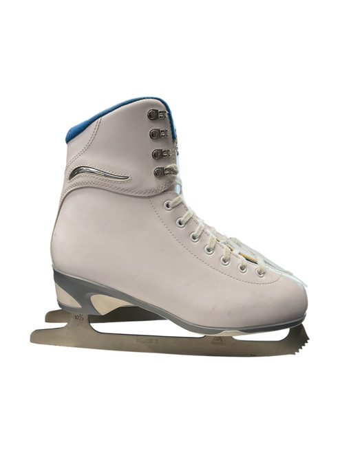 Vist Large View of Product Image Which is Used Jackson SOFTSKATE SZ 10 Womens Softboot Skate White And Royal Blue Senior 10