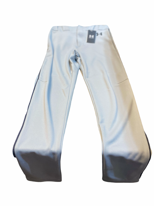 Vist Large View of Product Image Which is Used Under Armour BASEBALL PANTS GRAY BLACK STRIPE BB/SB Pant Mens Grey SM