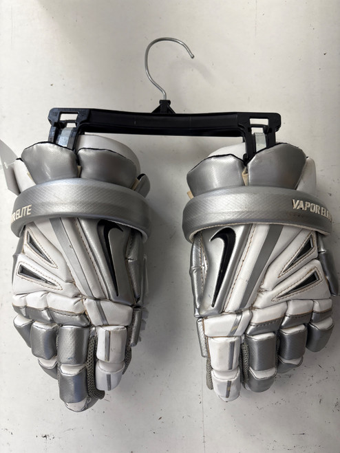 Vist Large View of Product Image Which is Used Nike VAPORLITE Lacrosse Gloves Mens Silver SM