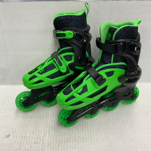 Vist Large View of Product Image Which is Used RollerDerby 3-6 ADJ Junior Rec Fitness Skates Green Adjustable