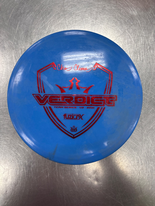 Vist Large View of Product Image Which is Used Dynamic Discs FUZION X VERDICT Disc Golf Mid Range Royal Blue