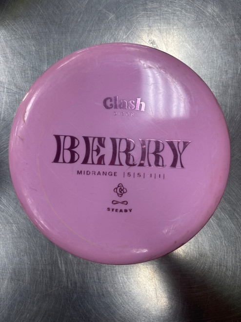 Vist Large View of Product Image Which is Used Clash Discs STEADY BERRY Disc Golf Mid Range Pink