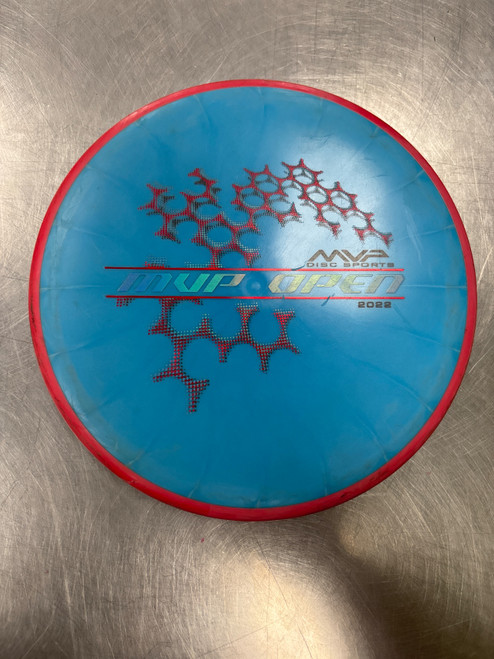 Vist Large View of Product Image Which is Used MVP FISSION HEX Disc Golf Mid Range Royal Blue