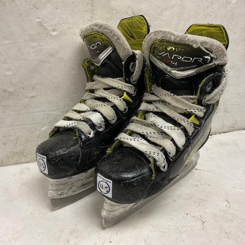 Vist Large View of Product Image Which is Used Bauer VAPOR X4 Youth Hockey Skate Black And Yellow Youth 11.5
