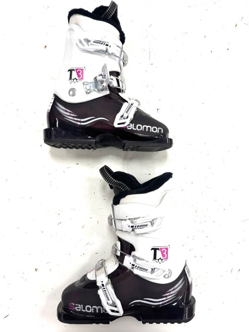 Vist Large View of Product Image Which is Used Salomon T3 Girls DH Ski Boot White 220 MP - J04 - W05