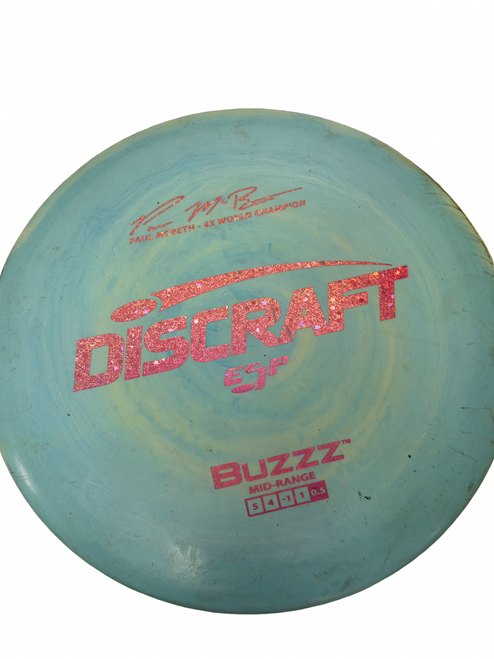 Vist Large View of Product Image Which is Used Discraft BUZZZ ESP PAUL MCBETH Disc Golf Mid Range Sky Blue 168g