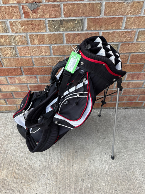 Vist Large View of Product Image Which is Used Powerbilt STAND BAG Mens Stand Bag White/Black/Red