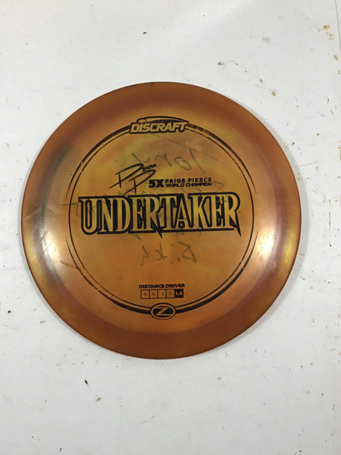 Vist Large View of Product Image Which is Used Discraft Z UNDERTAKER Disc Golf Driver Orange 177g