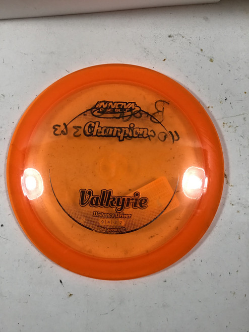 Vist Large View of Product Image Which is Used Innova CHAMPION VALKYRIE Disc Golf Driver Orange 174g