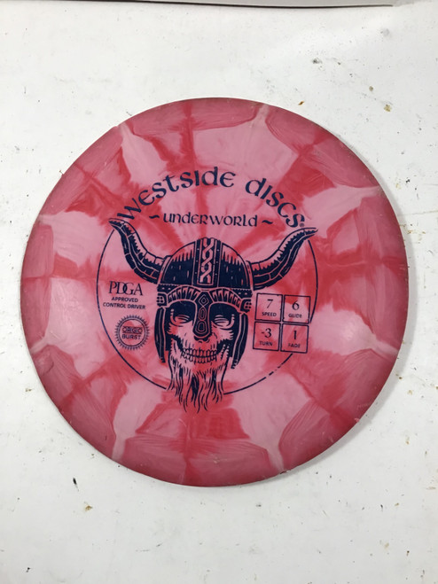 Vist Large View of Product Image Which is Used Westside ORIGIO BURST UNDERWORLD Disc Golf Driver Red 173g