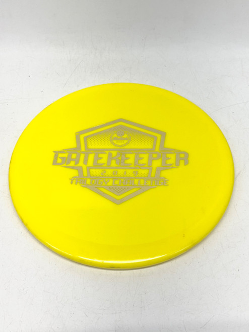 Vist Large View of Product Image Which is Used Westside TRILOGY CHALLENGE GATEKEEPER Disc Golf Mid Range Yellow 180g