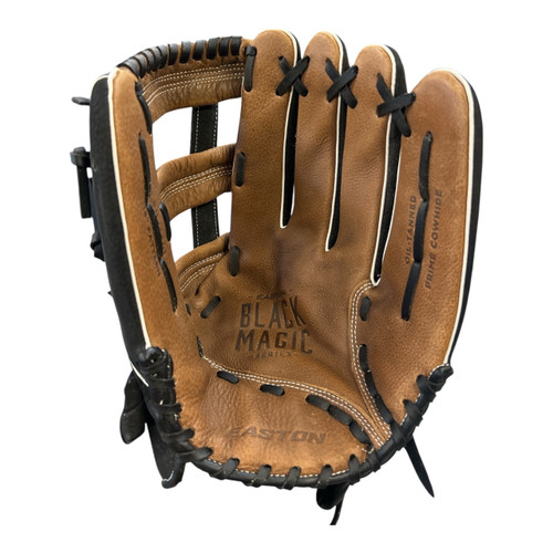 Vist Large View of Product Image Which is Used Easton BLACK MAGIC BB/SB Glove RH Throw Black 14"