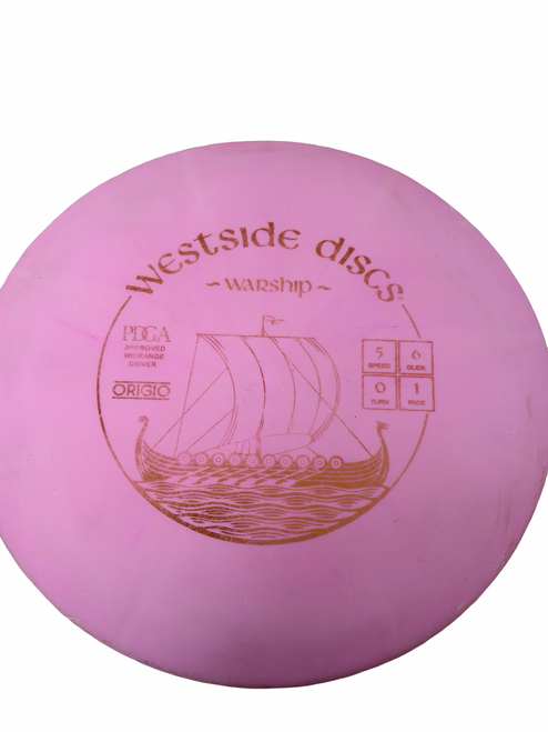 Vist Large View of Product Image Which is Used Westside WARSHIP ORIGIO Disc Golf Mid Range Pink 176g