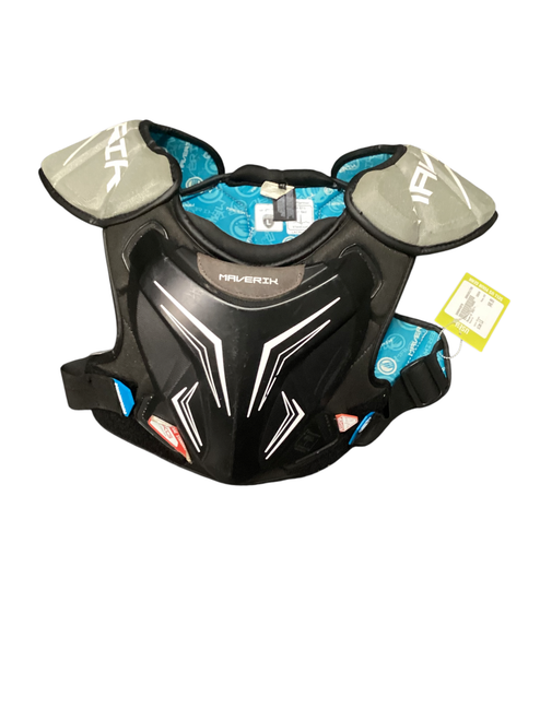 Vist Large View of Product Image Which is Used Maverik EKG Lacrosse Shoulder Pads Black Youth Large